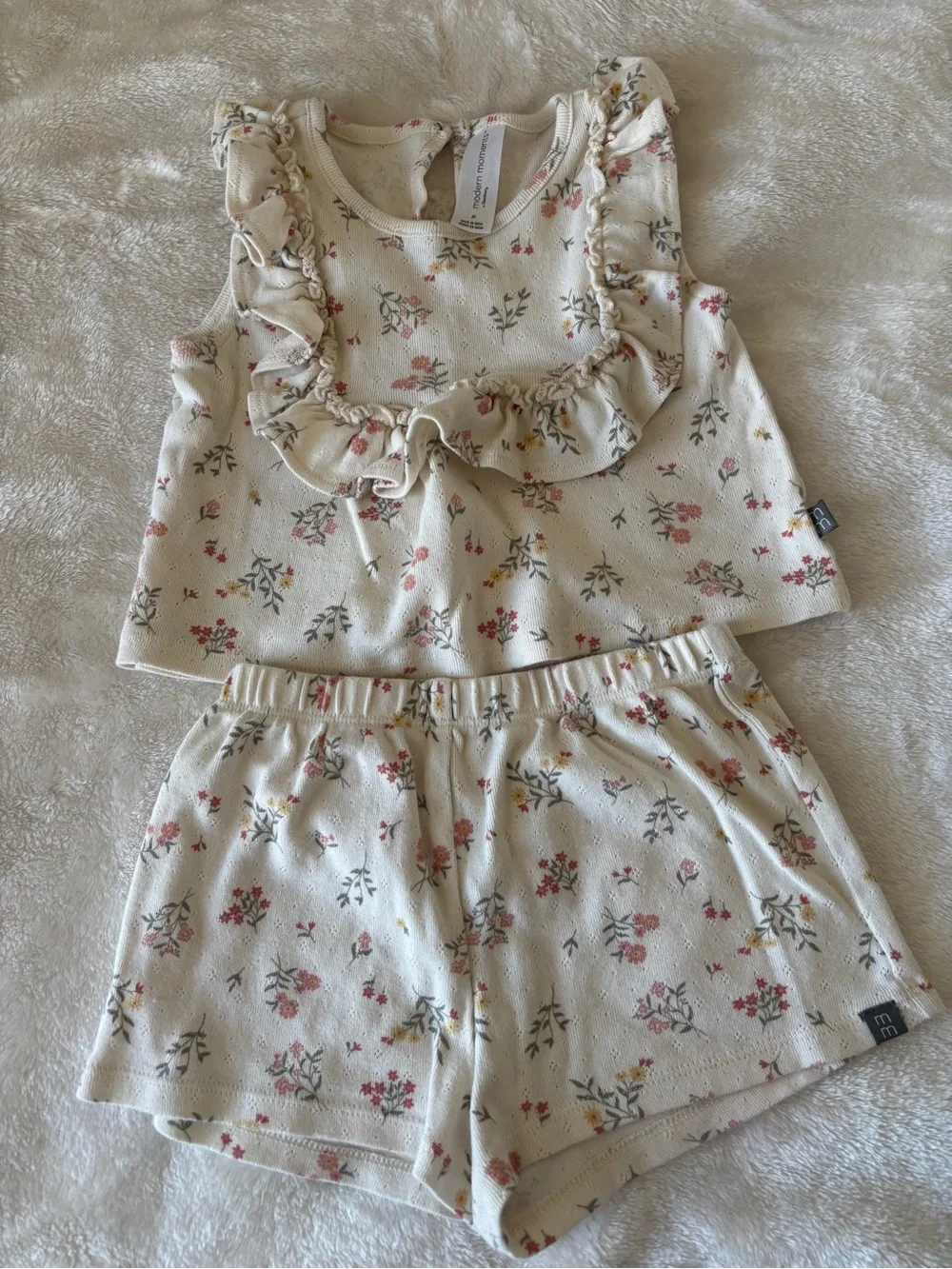 Girls Floral Cream Ruffle Set Modern Moments